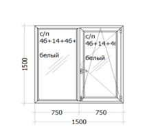 Окно Veka Softline ( пяти-камерный  профиль ) 1500 x 1500 мм с/п 4б+14+4б+14+4и